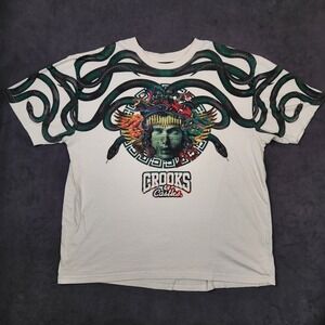 Crooks &‎ Castles Shirt Mens 2XL Beige Medusa Snake Graphic Streetwear Tee Bold
